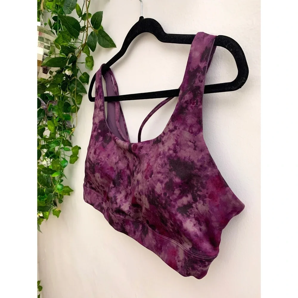 Athleta Exhale Printed Purple‎ Tie Dye Bra